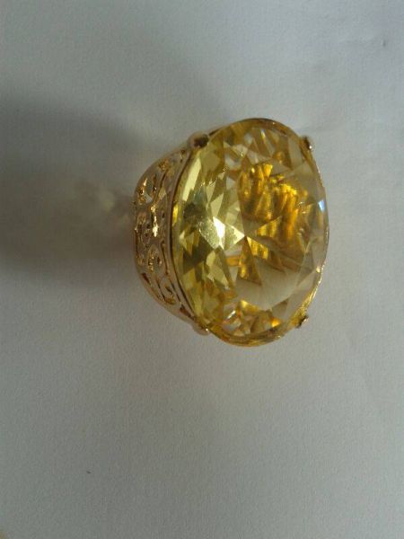 Anel cristal pedra amarela